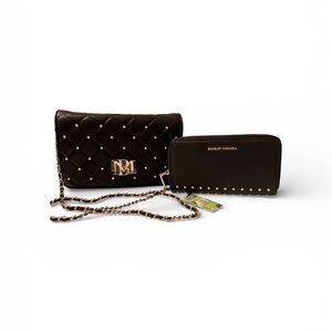 Badgley Mischka Black Quilted Crossbody Bag with wallet both new with tags!!!!